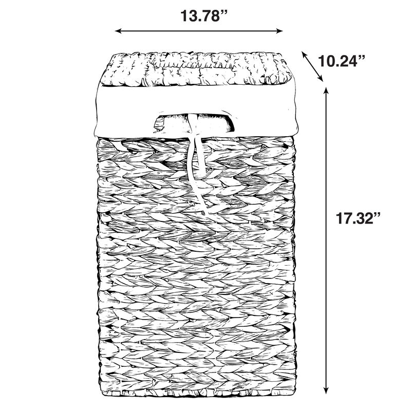 Handmade Rectangular Water Hyacinth Wicker Laundry Hamper with Lid Natural, Medium