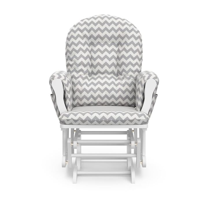 Storkcraft Hoop Glider and Ottoman - White with Gray Chevron