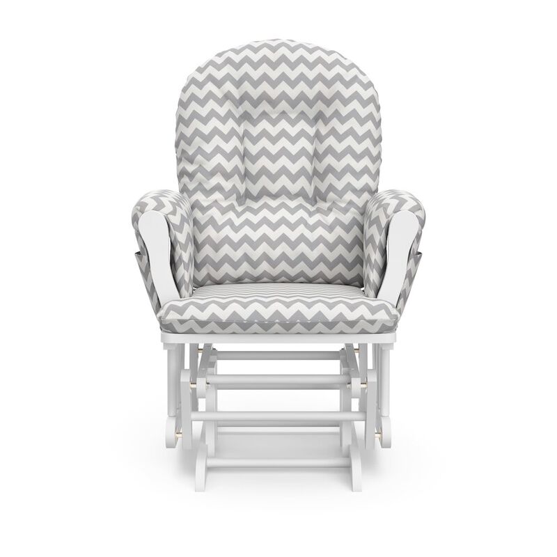 Storkcraft Hoop Glider and Ottoman - White with Gray Chevron