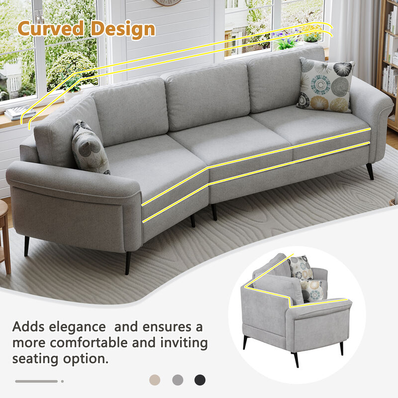 Merax Upholstered 3-seater Sofa Curved Sofa Couch