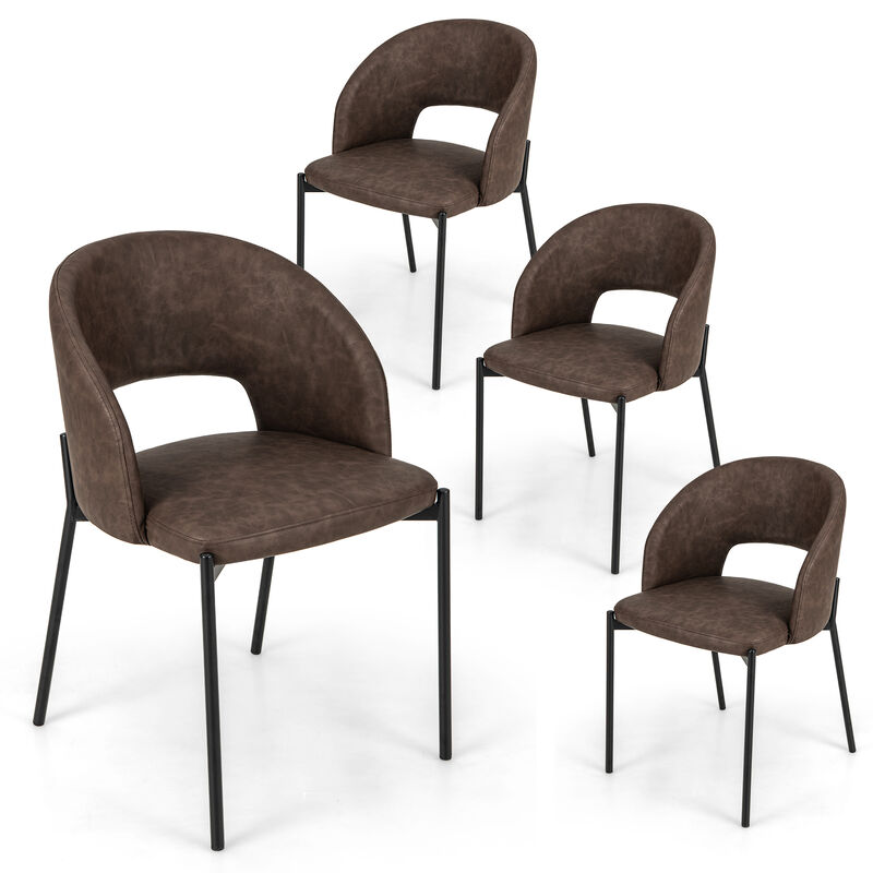 Dining Chair Set of 2 with High-density Sponge Cushion and PU Leather