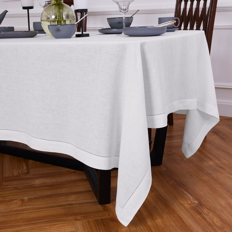 Solino Home 100% Pure Linen Tablecloth | Sonoma Hemstitch