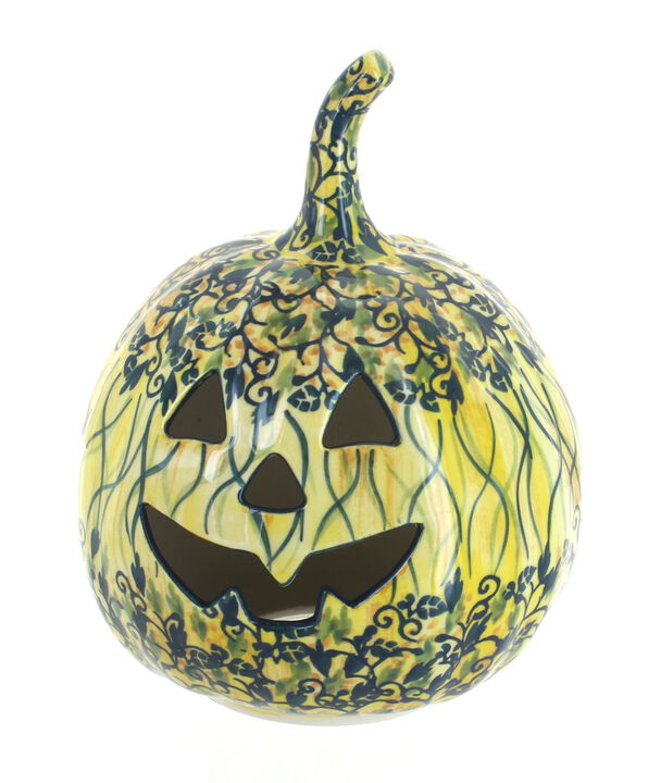 Blue Rose Polish Pottery Blue Violet Small Pumpkin Luminary
