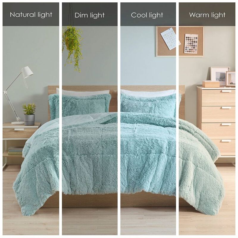 Hivvago Full/Queen Soft Sherpa Faux Fur 3 Piece Comforter Set in Light