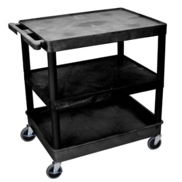 3 Shelf Large Black Tub Cart