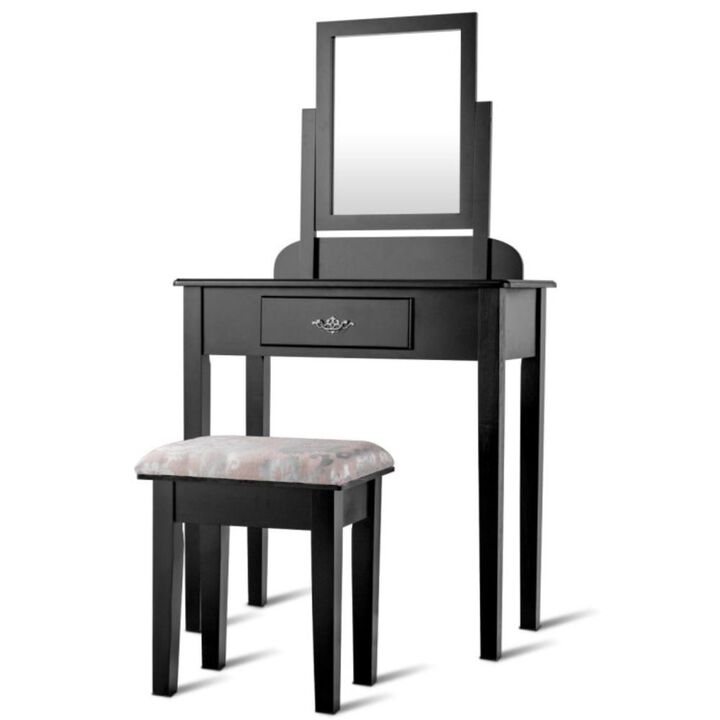 Hivvago Vanity Dressing Table Stool Set with Large Makeup Mirror