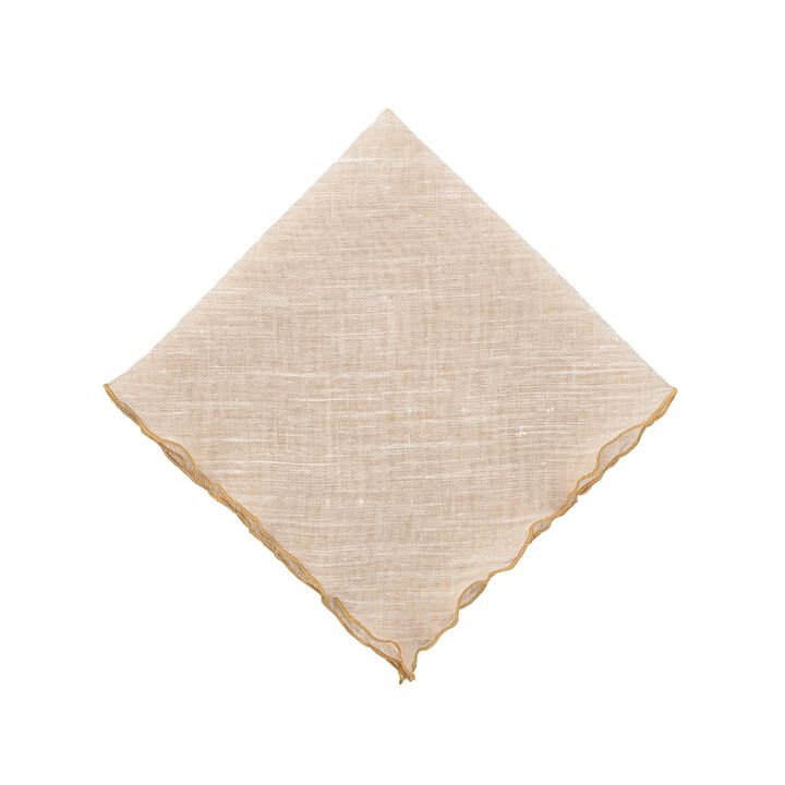 Gold Linen Napkins With Gold Ruffled Edges, Set of 4