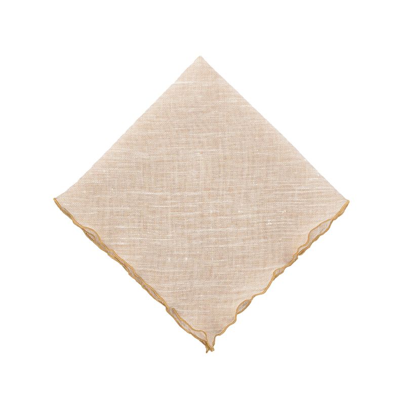 Gold Linen Napkins With Gold Ruffled Edges, Set of 4