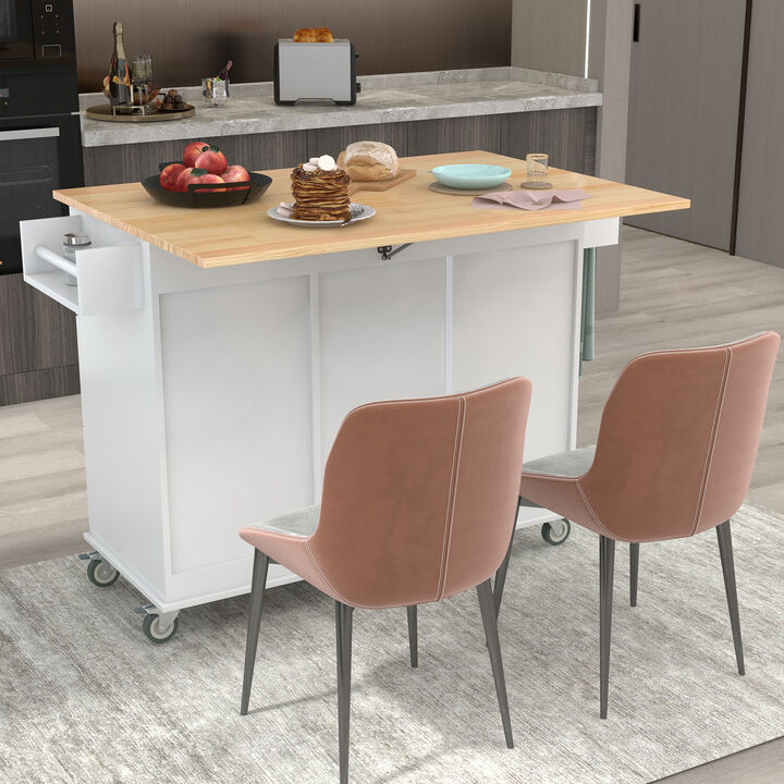 Streamdale Mobile Kitchen Island, Solid Wood Top, Locking Wheels