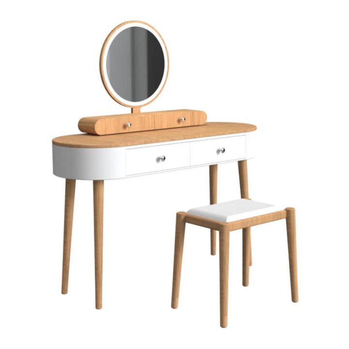 Hivvago Makeup Vanity Table Set with LED Mirror and 3 Spacious Drawers