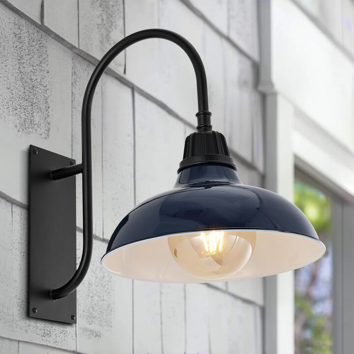 Stanley Farmhouse Industrial Indoor/Outdoor Iron LED Gooseneck Arm Outdoor Sconce