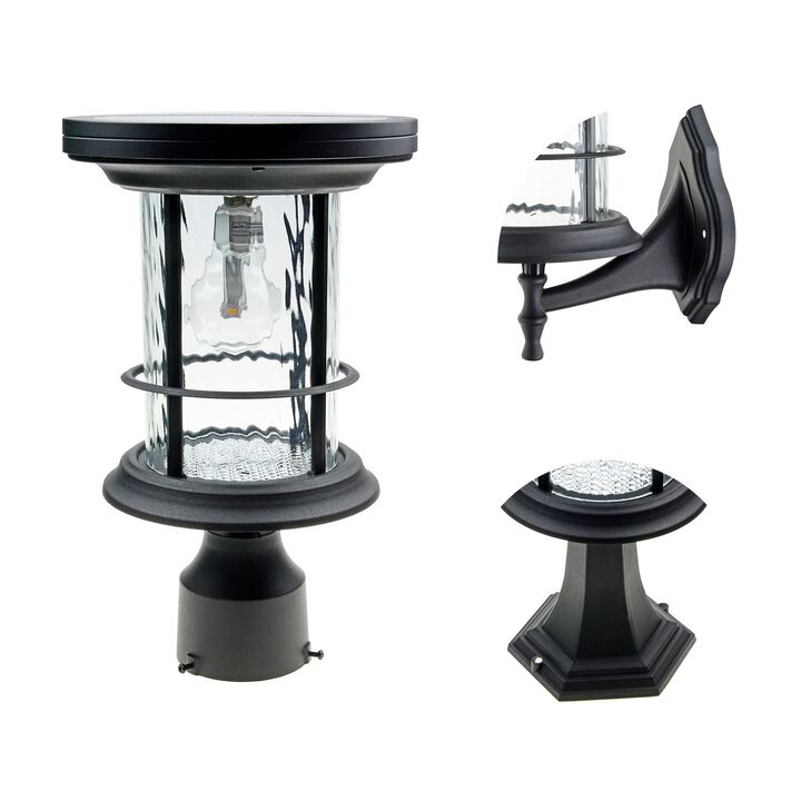 Silo Solar Light w/GS Solar Light Bulb - Wall/Pier/3" Fitter Mounts - Black