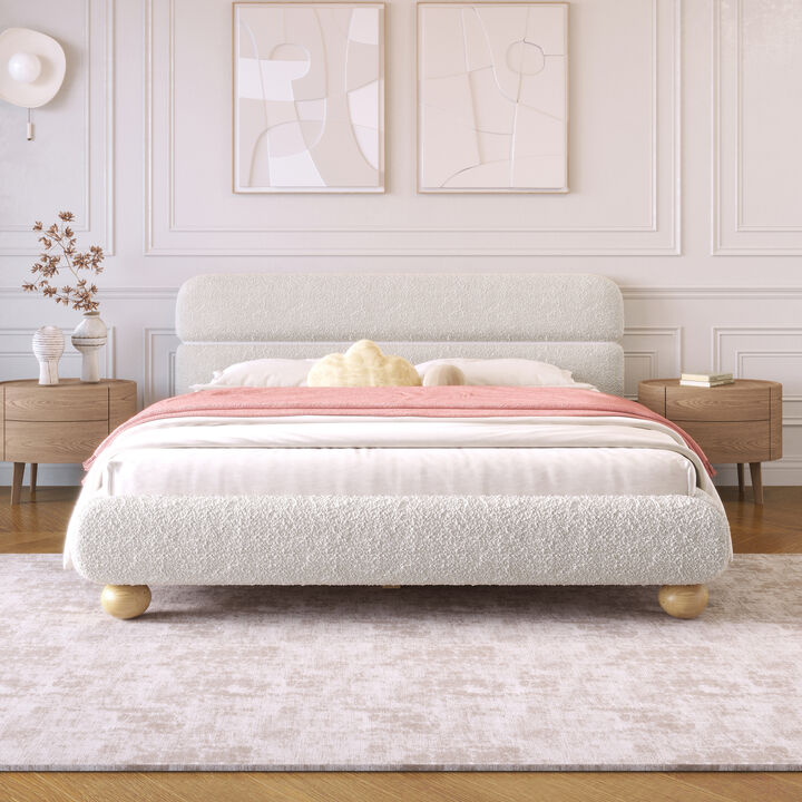 Merax Contemporary Boucle Upholstered Platform Bed