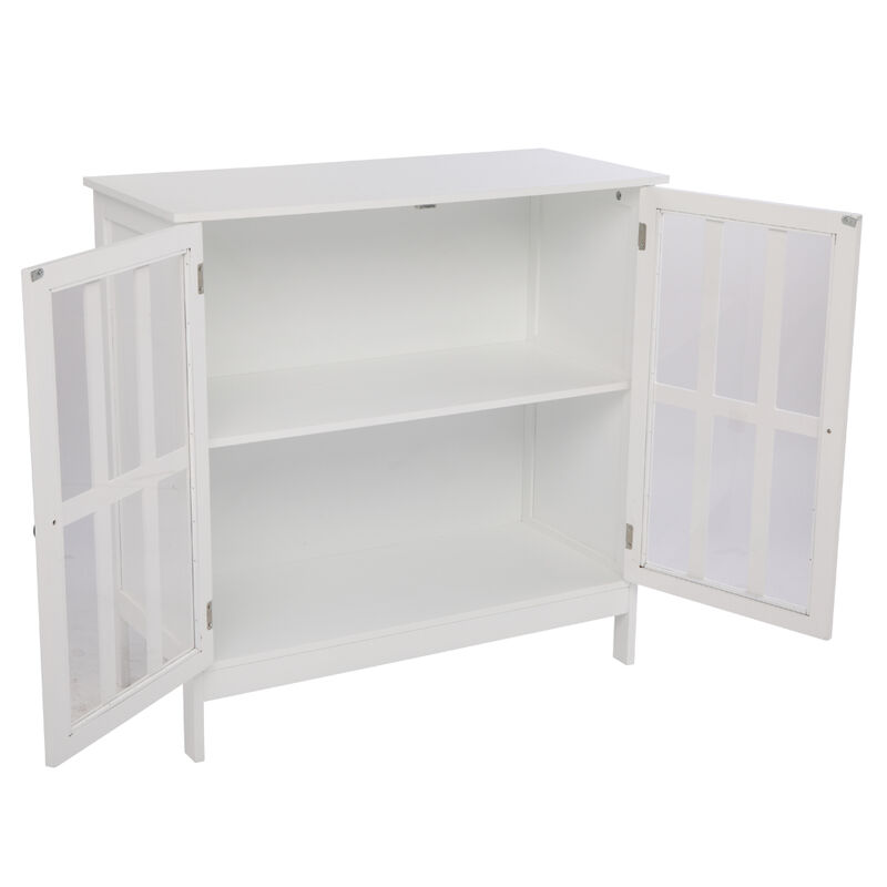 Transparent Double Door Side Cabinet Modern Storage for Living Room, Bedroom, or Office