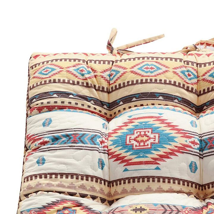 Tisa Traditional Ikat Pattern Fabric Chair Pad, Multicolor - Benzara