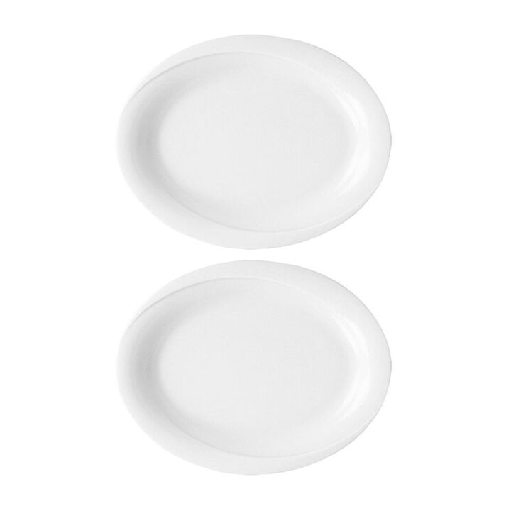 Porcelain X-tanbul 7.75" x 6" x h:0.75" Oval White Porcelain Platter (Set of 2)