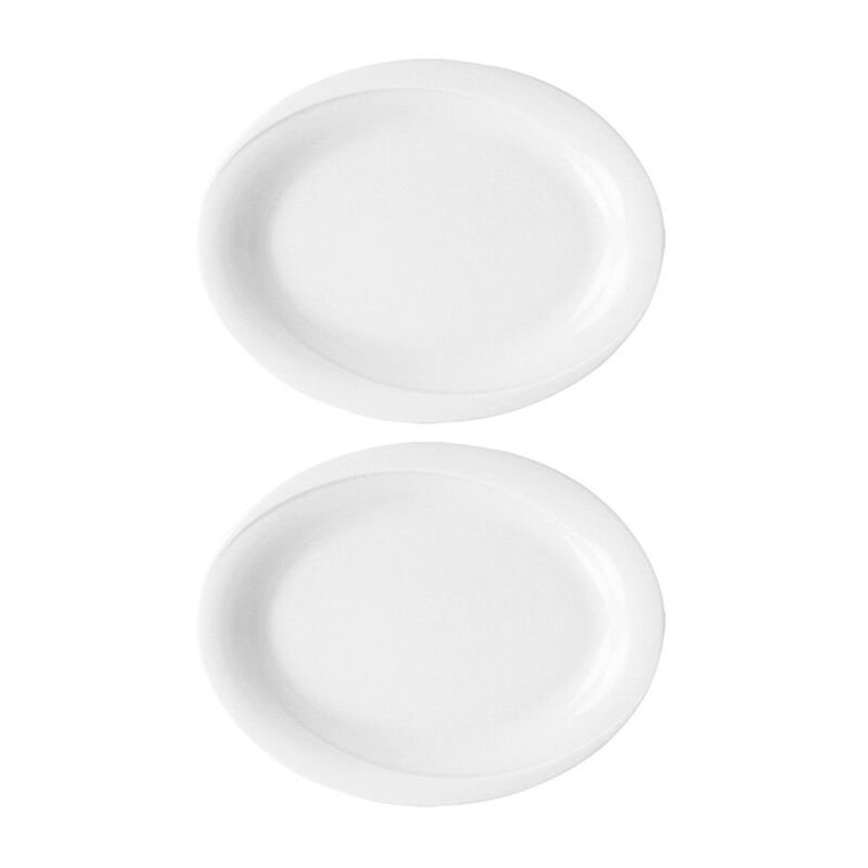 Porcelain X-tanbul 7.75" x 6" x h:0.75" Oval White Porcelain Platter (Set of 2)