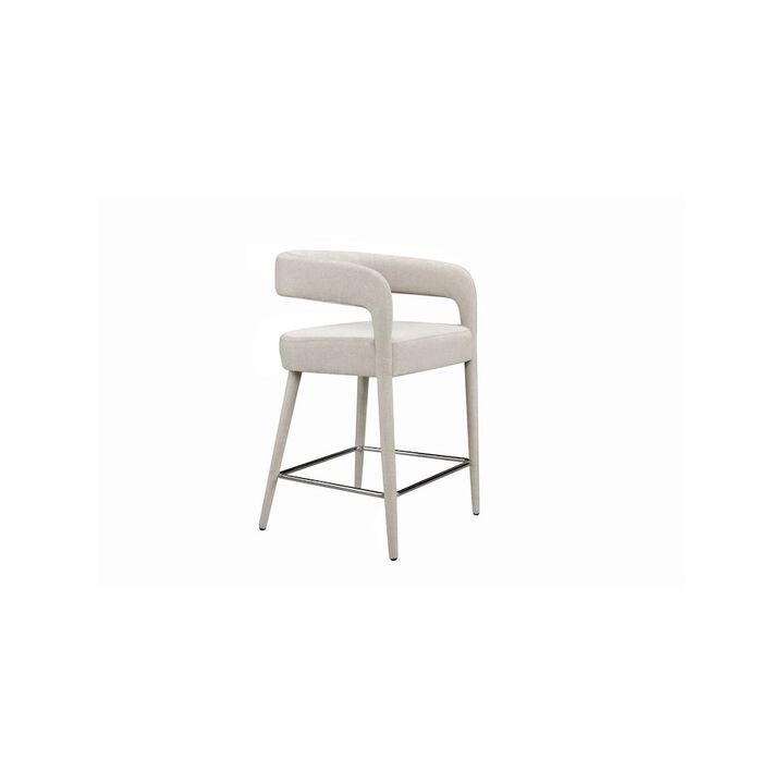 Galway Counter Chair in Ivory Linen Fabric on Metal Frame