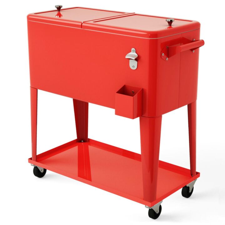 Hivvago 80 Quart Outdoor Patio Rolling Steel Construction Cooler