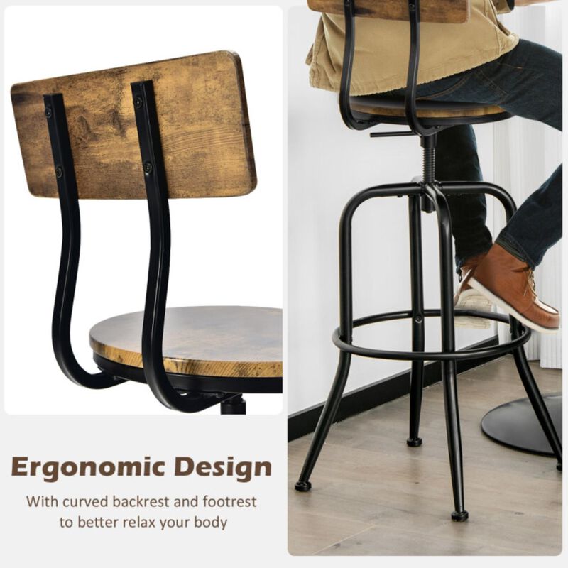 Hivvago Adjustable Swivel Counter-Height Stool with Arc-Shaped Backrest