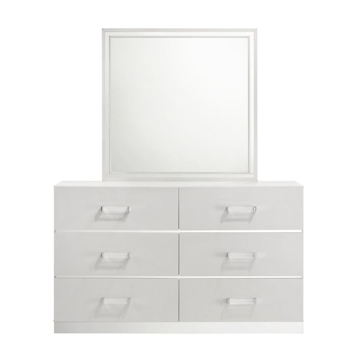 New Classic Furniture Europa Wood Dresser with Mirror, White