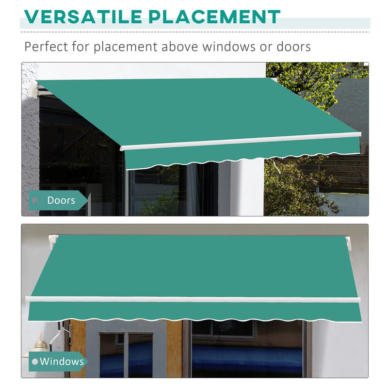 Green Patio Protector: 13'x8' Durable Manual Retractable Yard Awning