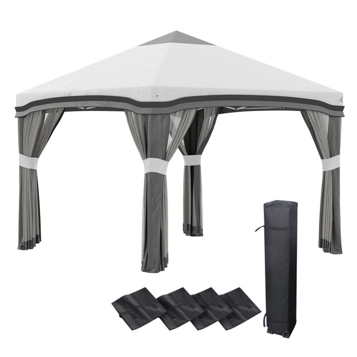 Gray Patio Canopy: 10x10 Pop Up Tent with Netting & Accessories