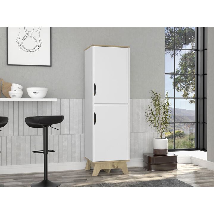Rutherford 2-Door Pantry Cabinet Light Oak And White