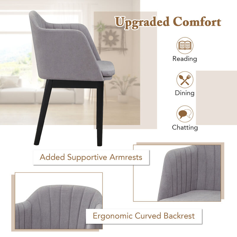 Upholstered Velvet Accent Modern Dining Chairs Set of 2 with Curved Backrests