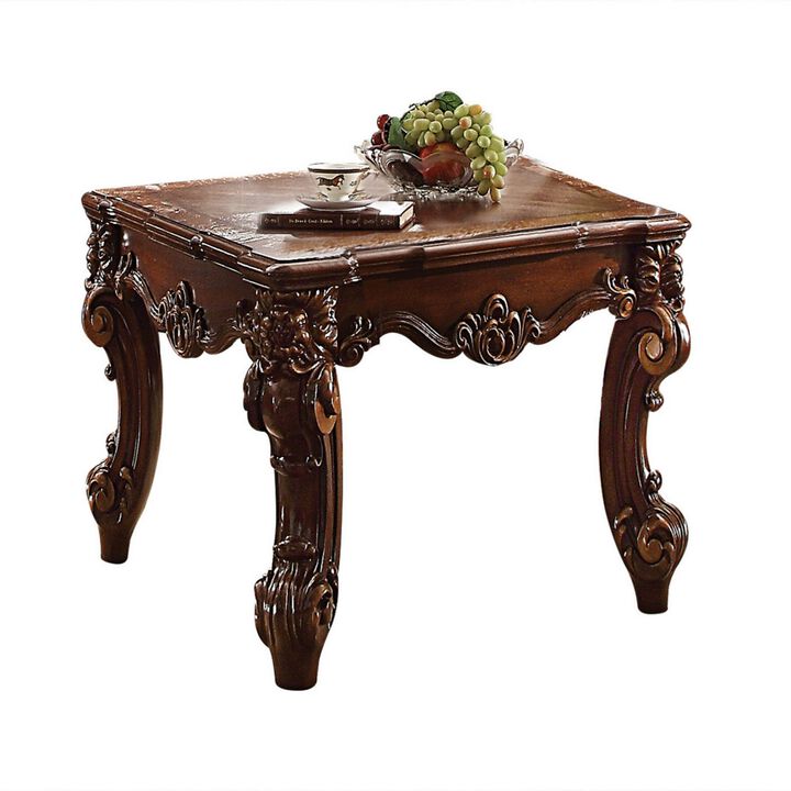 Wooden End Table in Cherry Brown-Benzara