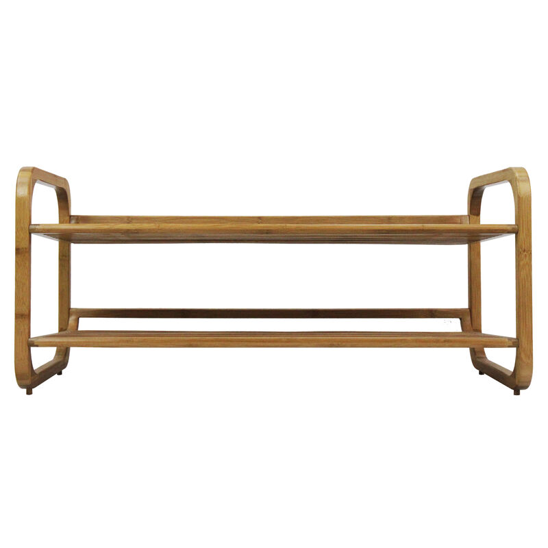 Oceanstar  2 Tier Bamboo Shoe Rack, Rounded