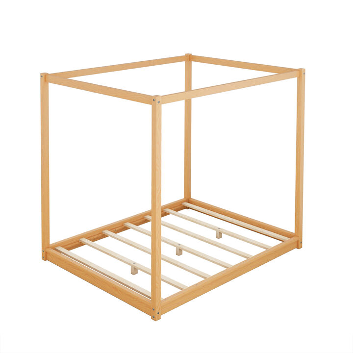 Queen Size Canopy Platform Bed with Support Legs