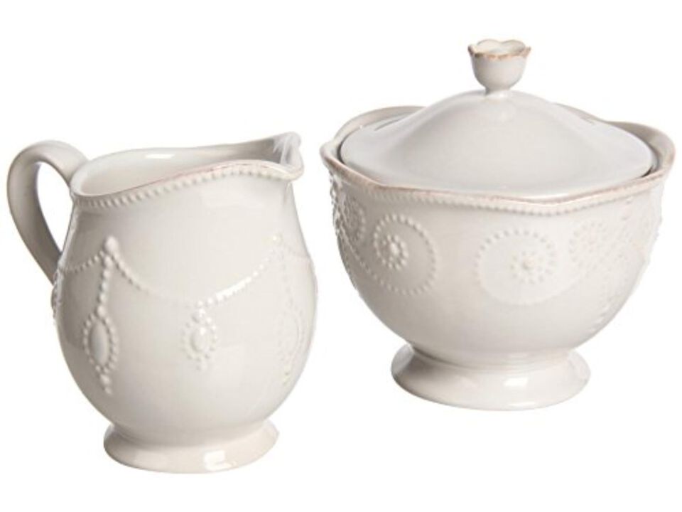 Lenox French Perle Sugar and Creamer, White