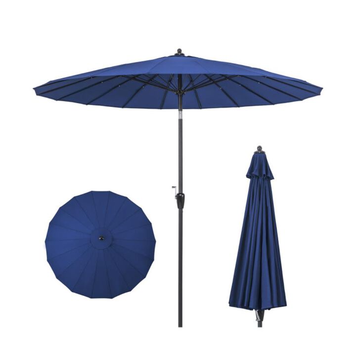 Hivvago 9 Feet Round Patio Umbrella with 18 Fiberglass Ribs
