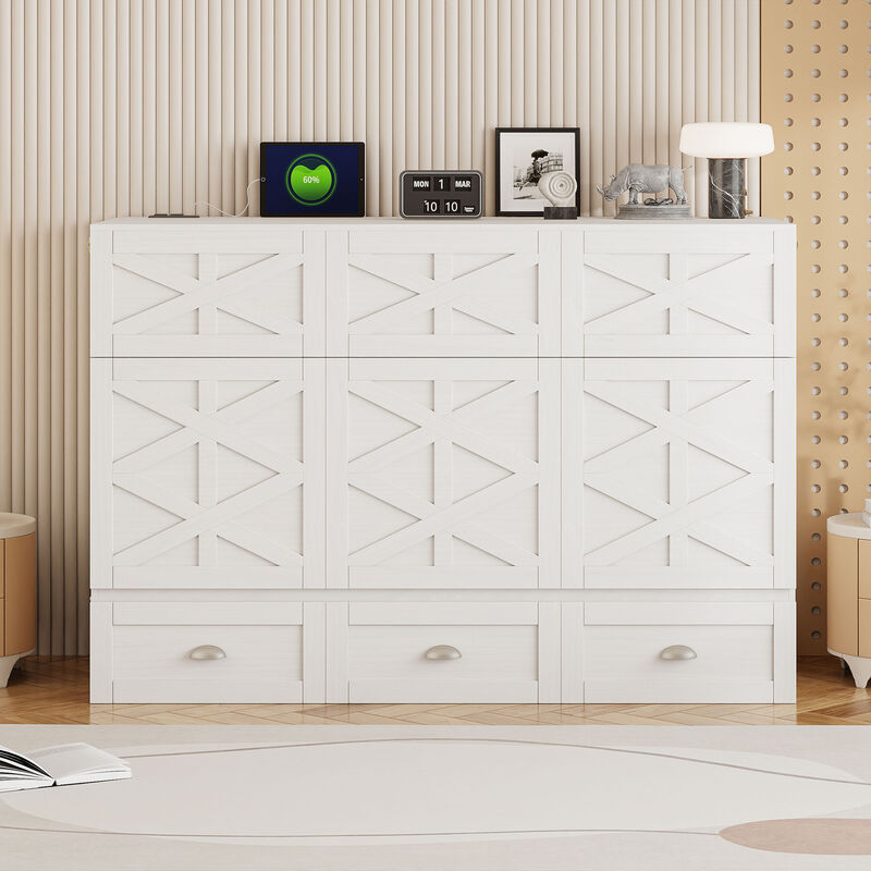 Merax Murphy Bed Cabinet with A Large Drawer