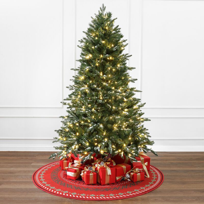 LuxenHome 6Ft Pre-Lit Green Artificial Tree with Frosted Tips
