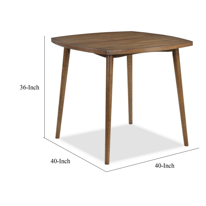 Summit 40 Inch Counter Height Table, Square Top, Rounded Edges, Wood, Brown - Benzara