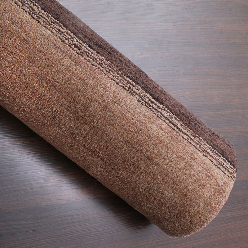 RUGSOTIC CARPETS HAND KNOTTED LOOM WOOL ECO-FRIENDLY AREA RUGS  - 6'x9', Rectangle, Brown Light Blue Color, Contemporary Modern Design, High Pile Handmade Anti Skid Rugs for Living Room (L00206)