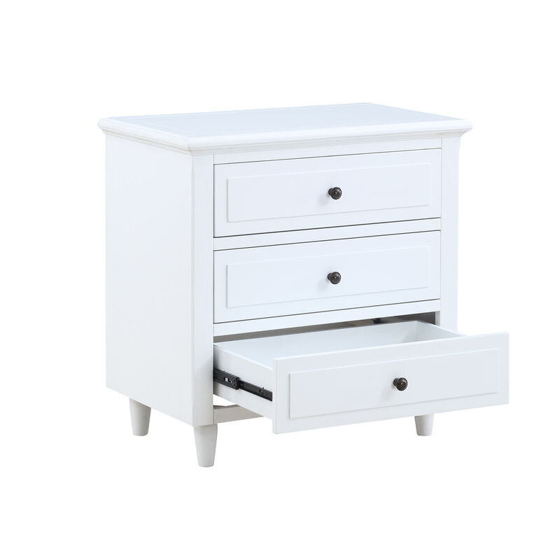 3-Drawer Nightstand Storage Wood Cabinet