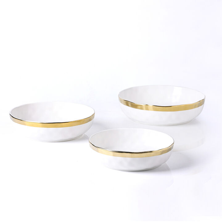 Stone Lain Florian Porcelain Serving Shallow Bowl Set 3 Piece