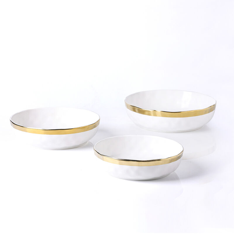 Stone Lain Florian Porcelain Serving Shallow Bowl Set 3 Piece