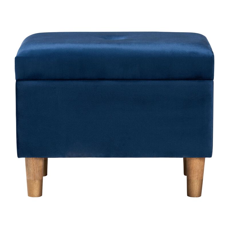 Baxton Studio Elias Modern Navy Blue Velvet Fabric Storage Ottoman