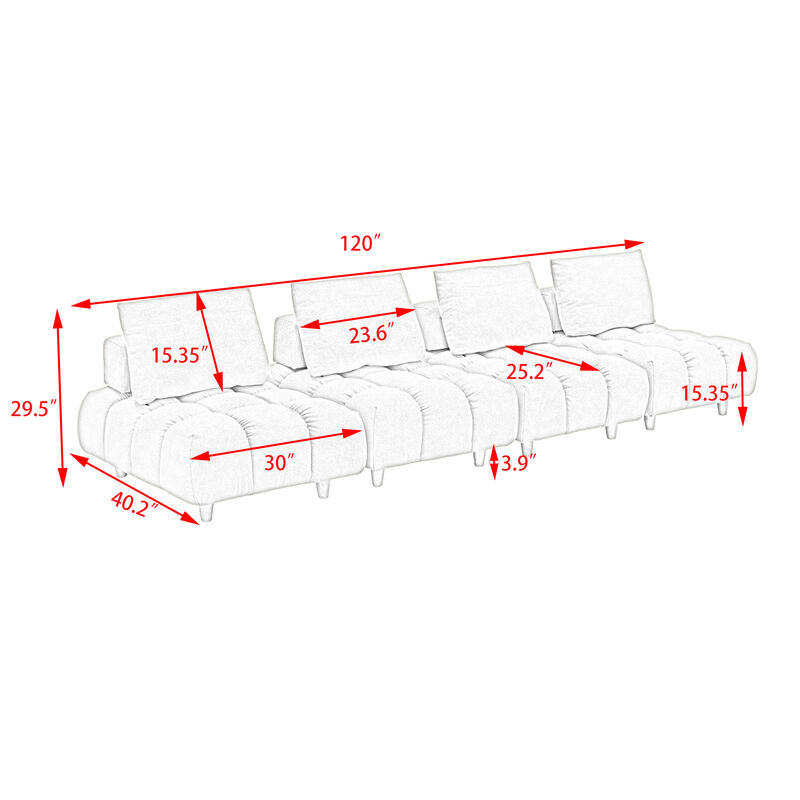 Merax 4 Seats Free Combination Teddy Fabric Sofa