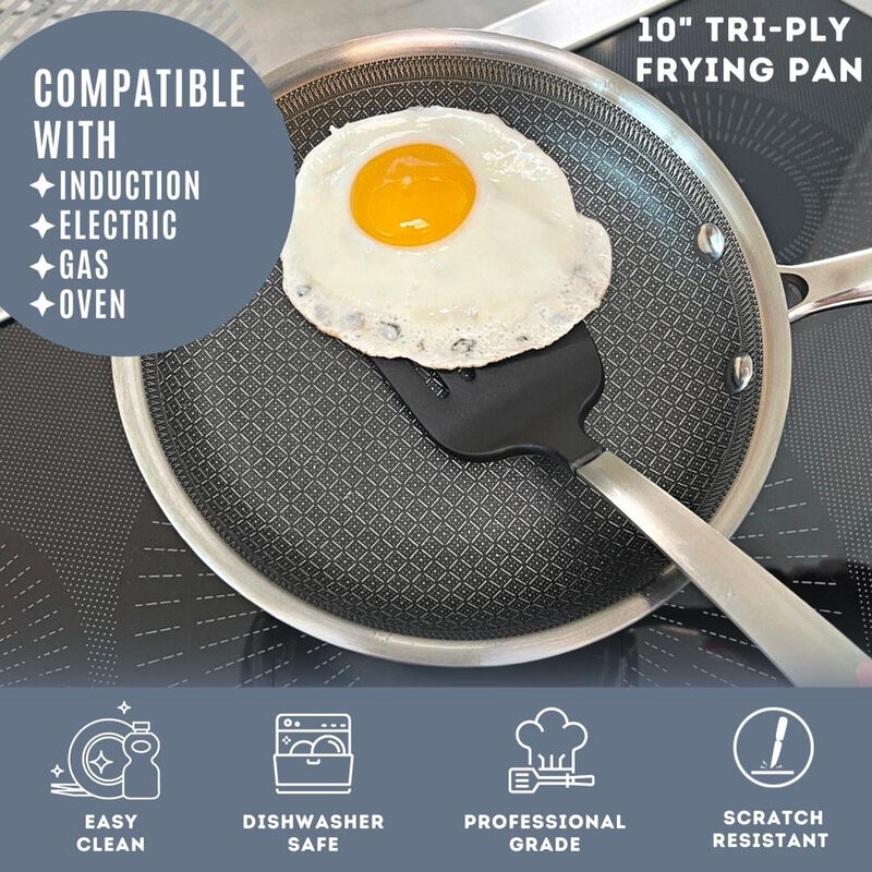 Tri-ply Stainless Steel Diamond Nonstick 10 in. Frying Pan