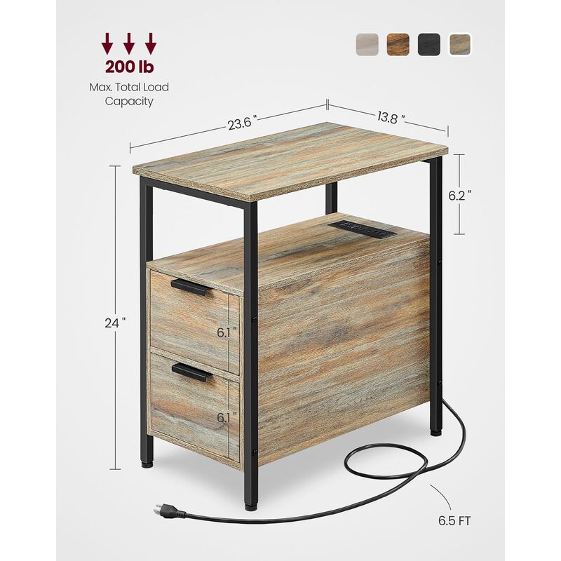 Side Table with Charging Station for Convenient Power Access and Modern Design
