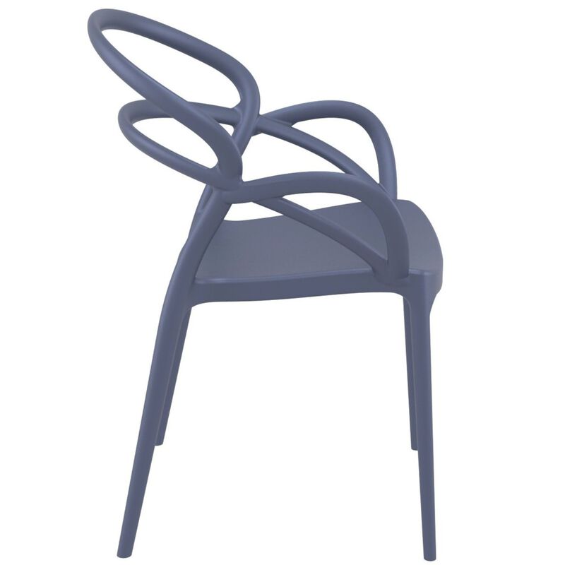33" Black Outdoor Patio Round Dining Arm Chair