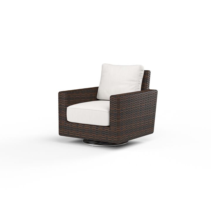 Montecito Swivel Rocker Club Chair in Canvas Flax w/ Self Welt