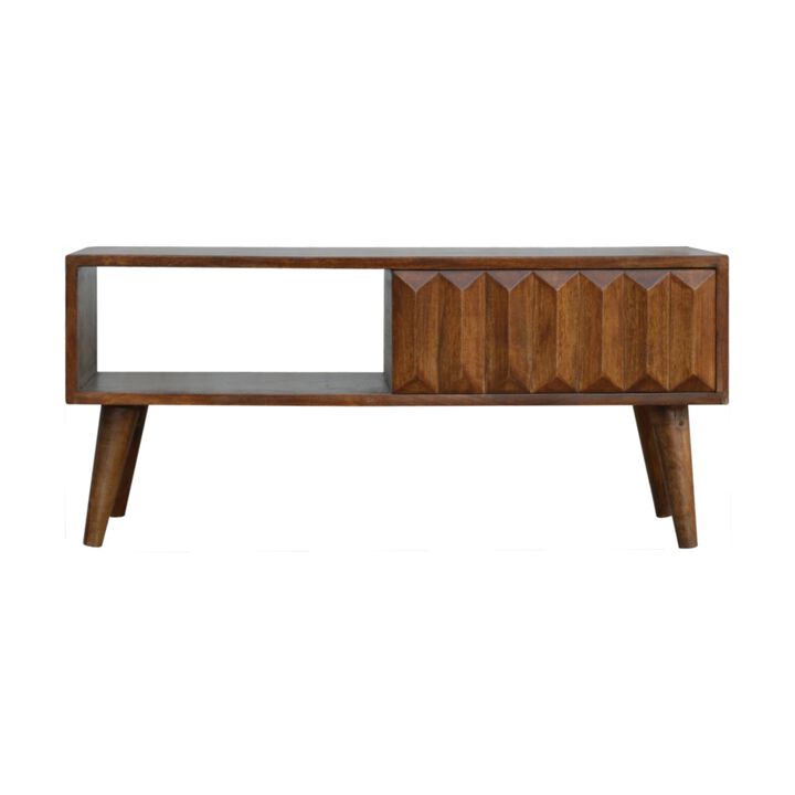 Solid Wood Chestnut Prism Sliding Door Media Unit