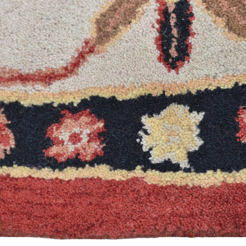 RUGSOTIC CARPETS HAND TUFTED WOOL ECO-FRIENDLY AREA RUGS  - 10'x10', Round Shape, Red & Cream, Classic Oriental Traditional  Design, High Pile Thick Handmade Anti Skid Area Rugs (K00535)