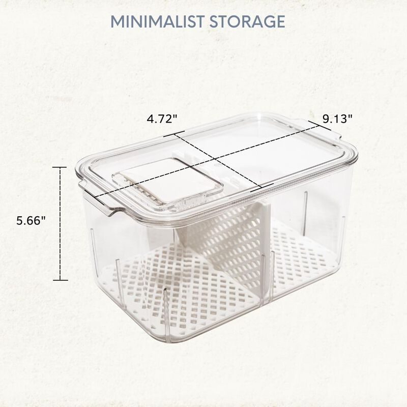 Acrylic Produce Fridge Bin Organizer with Inner Shelf
